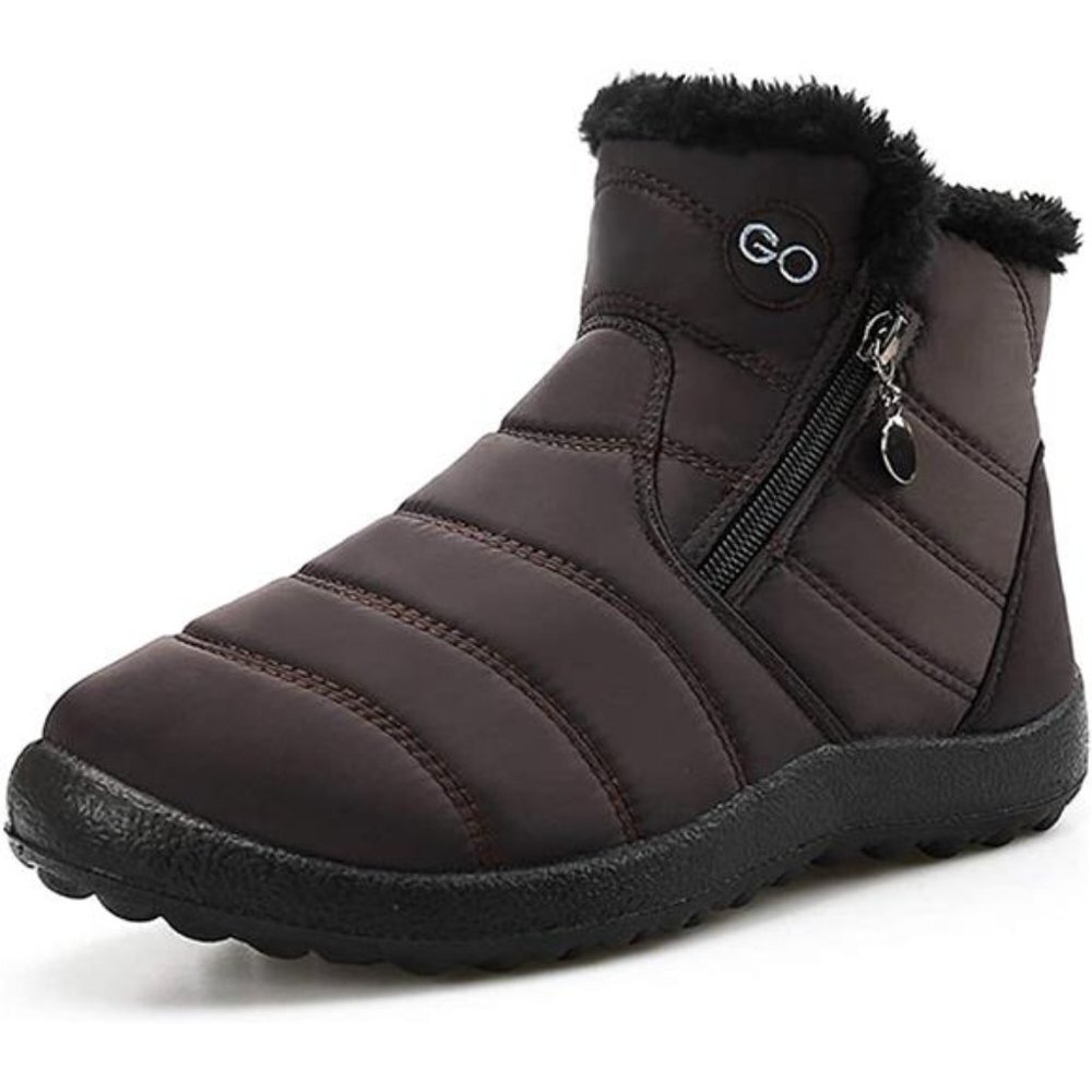 Women's Winter Ankle Boots Flat Slip On Waterproof Shoes